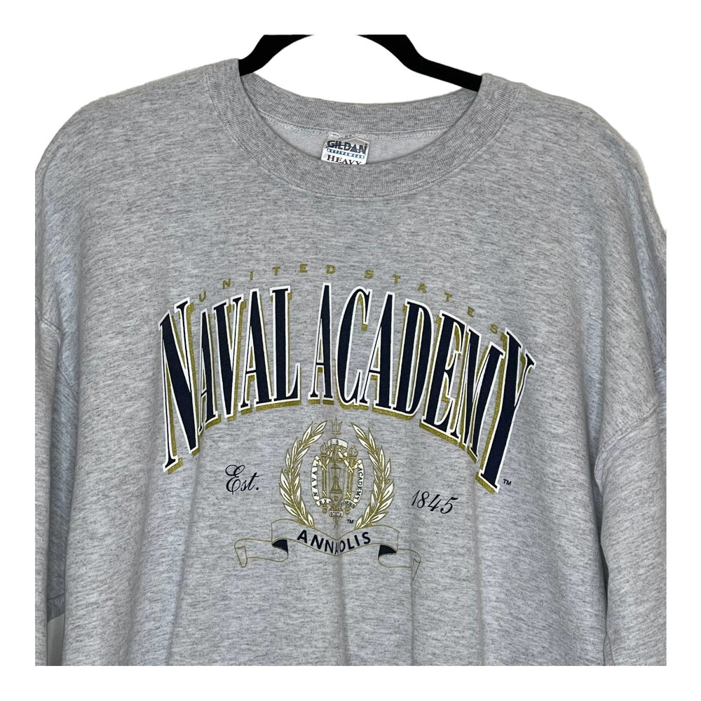 Naval Academy US NAVY Annapolis Vintage Mens Gray Sweatshirt Adult Sz XL